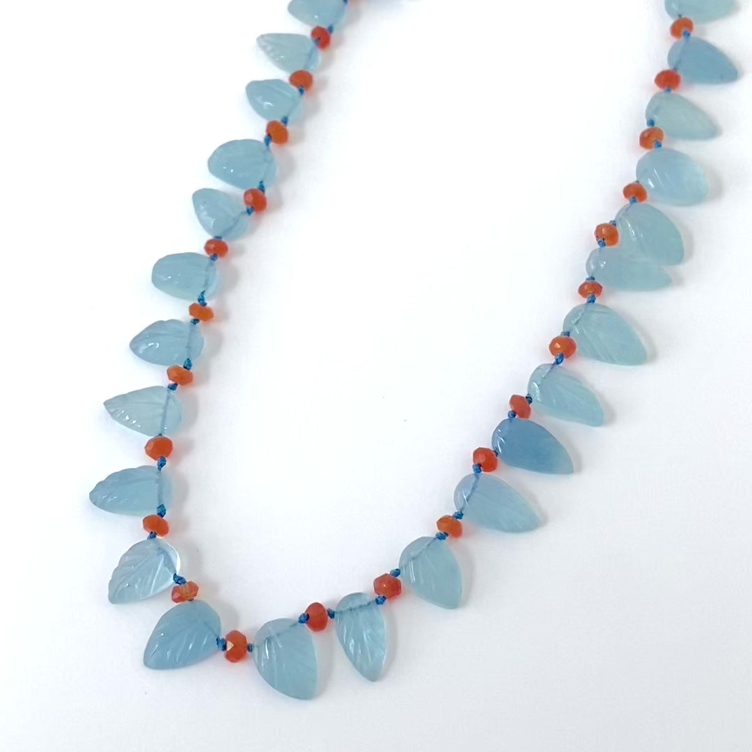 Aquamarine & Carnelian Gemstone Necklace, video