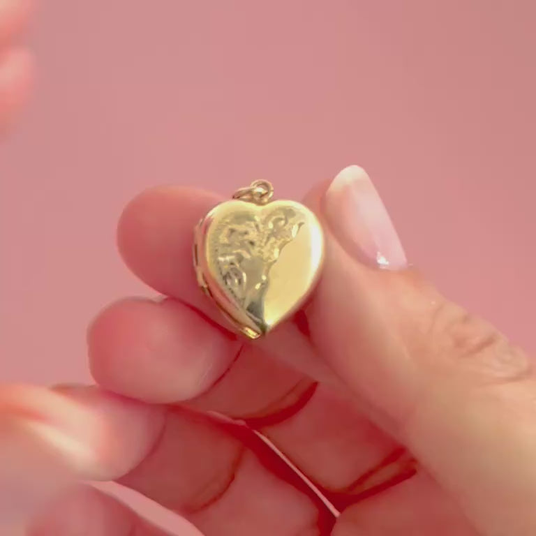 Antique Victorian 9ct Gold Heart Locket Necklace