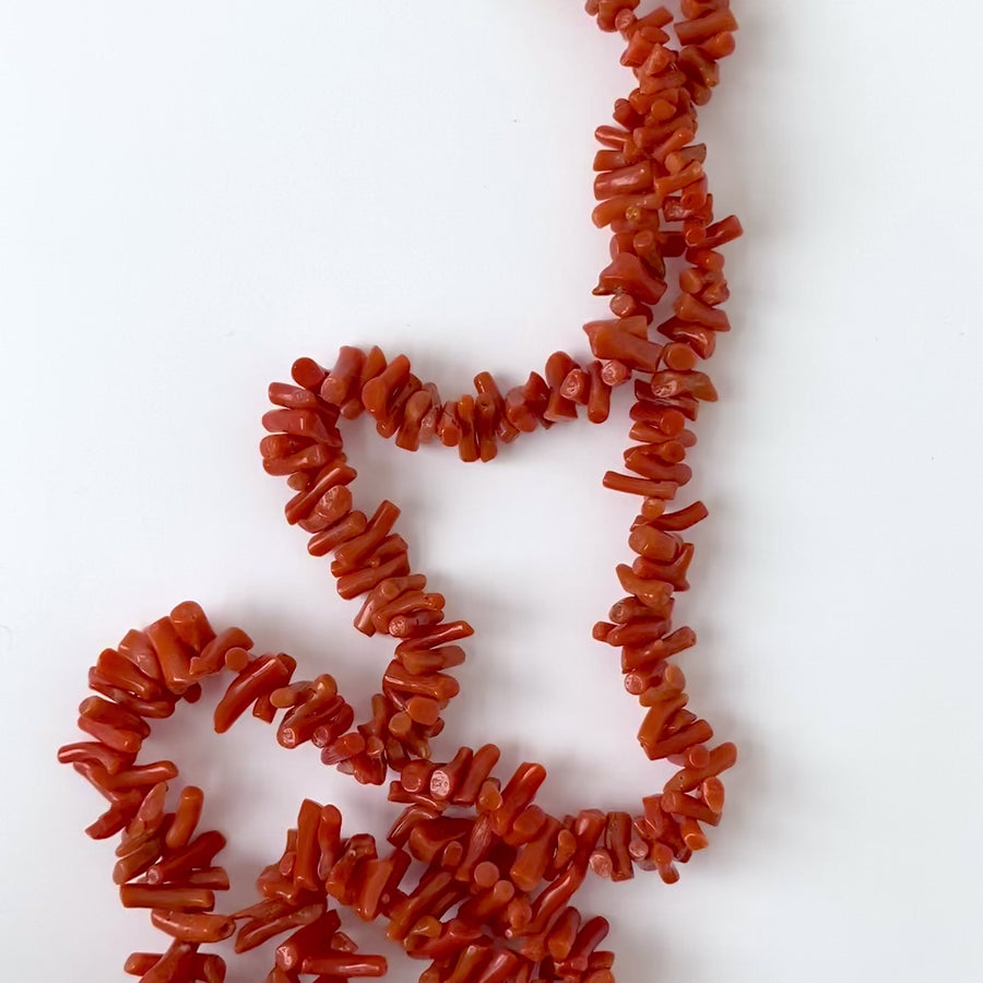 Vintage Frond Coral Gemstone Necklace