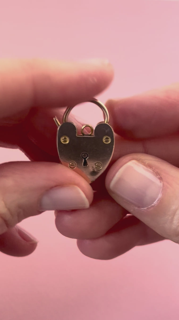 Antique c.1900s 9ct Rose Gold Padlock Necklace