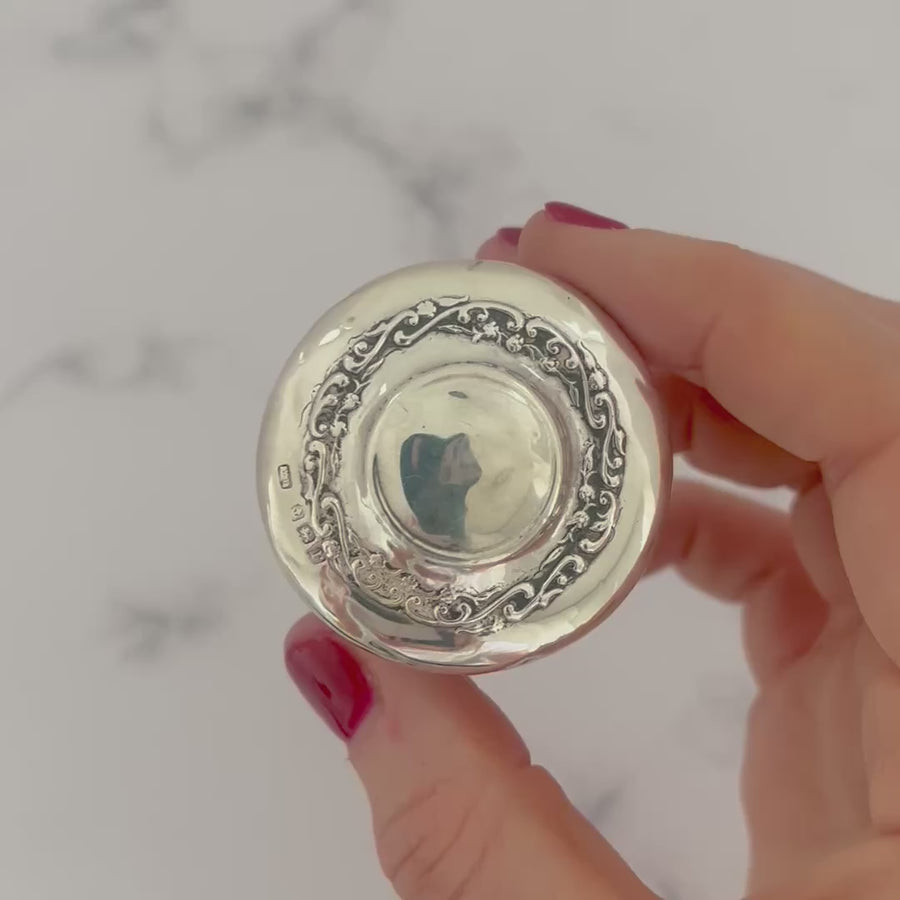 Antique 1916 Silver and Glass Vanity Pot