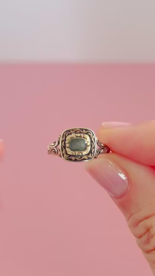 Antique c.1860–1880 Victorian Gold Enamel Mourning Ring