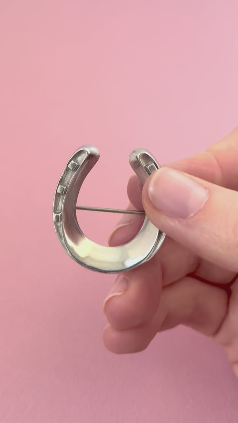 Antique Victorian Sterling Silver Horseshoe Brooch