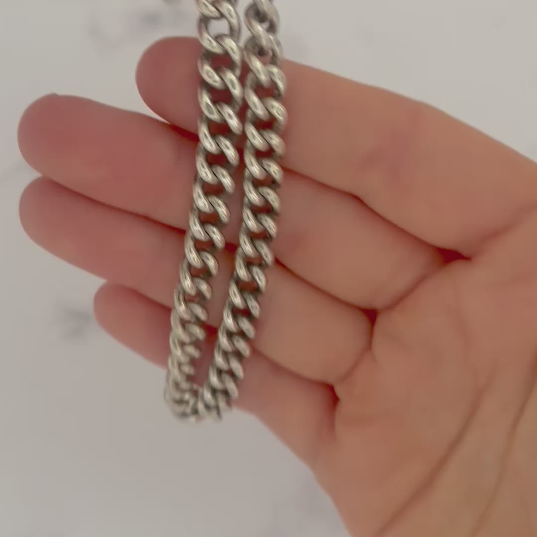 Pulsera de cadena de plata de ley antigua de 1905 para reloj de bolsillo Albert, video