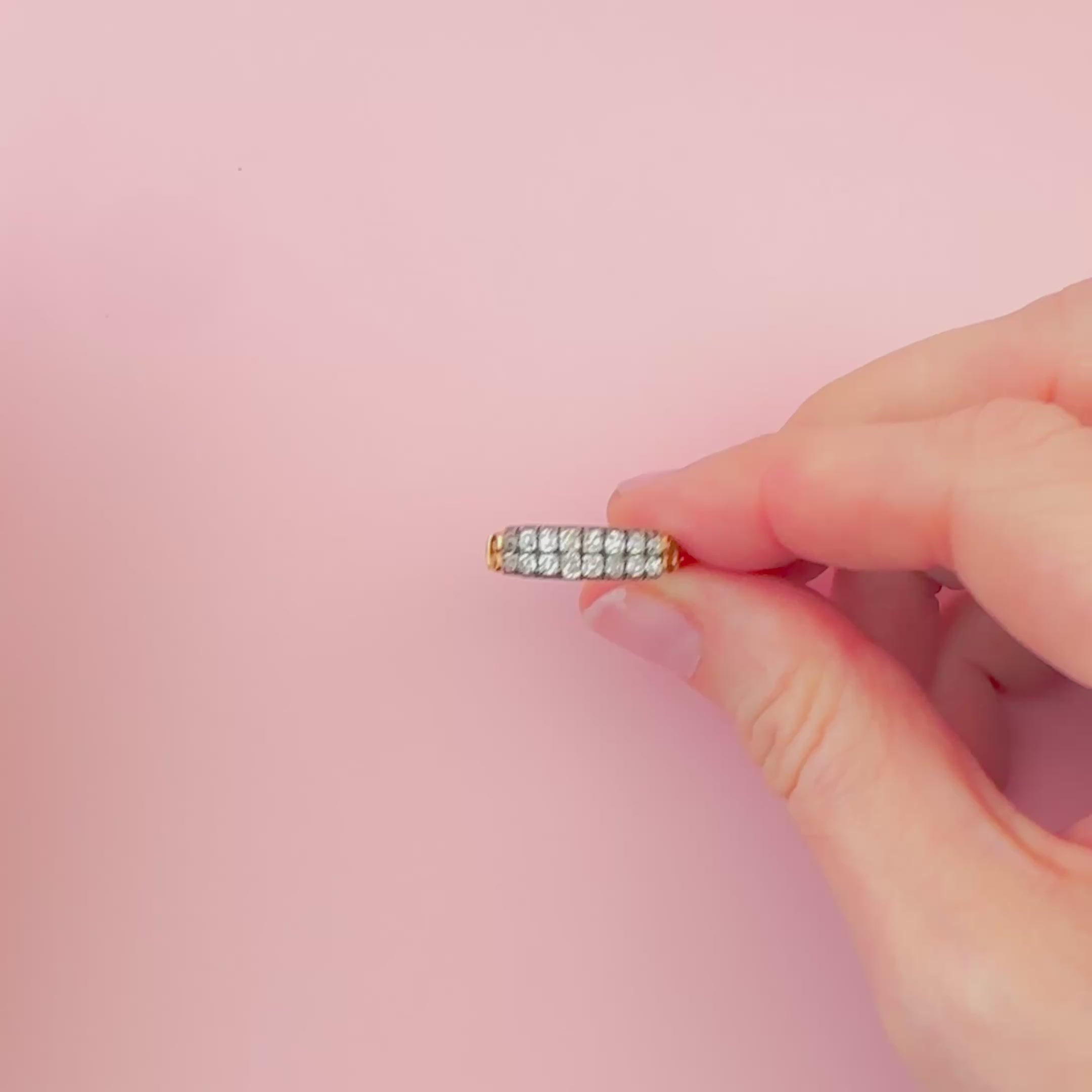 Georgian Double Row Old Cut Diamond 18K Gold Antique Ring, video