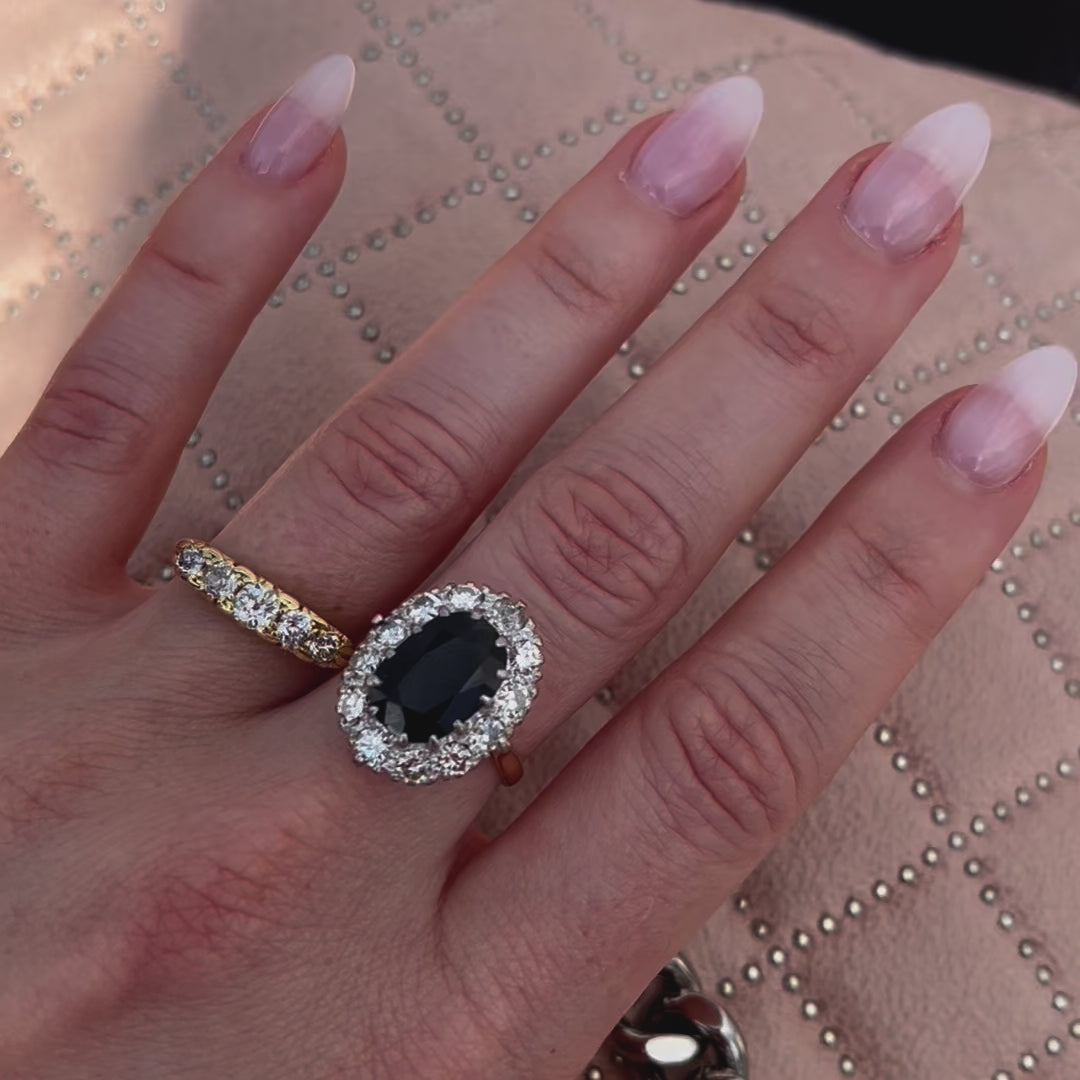 Anillo antiguo victoriano de oro de 18 quilates con cinco diamantes de 1,33 quilates, video
