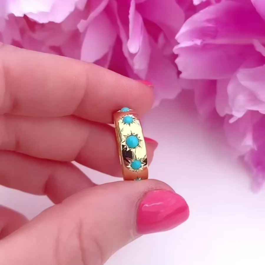 Handmade Sapphire 18ct Gold Gypsy Stargazer Ring