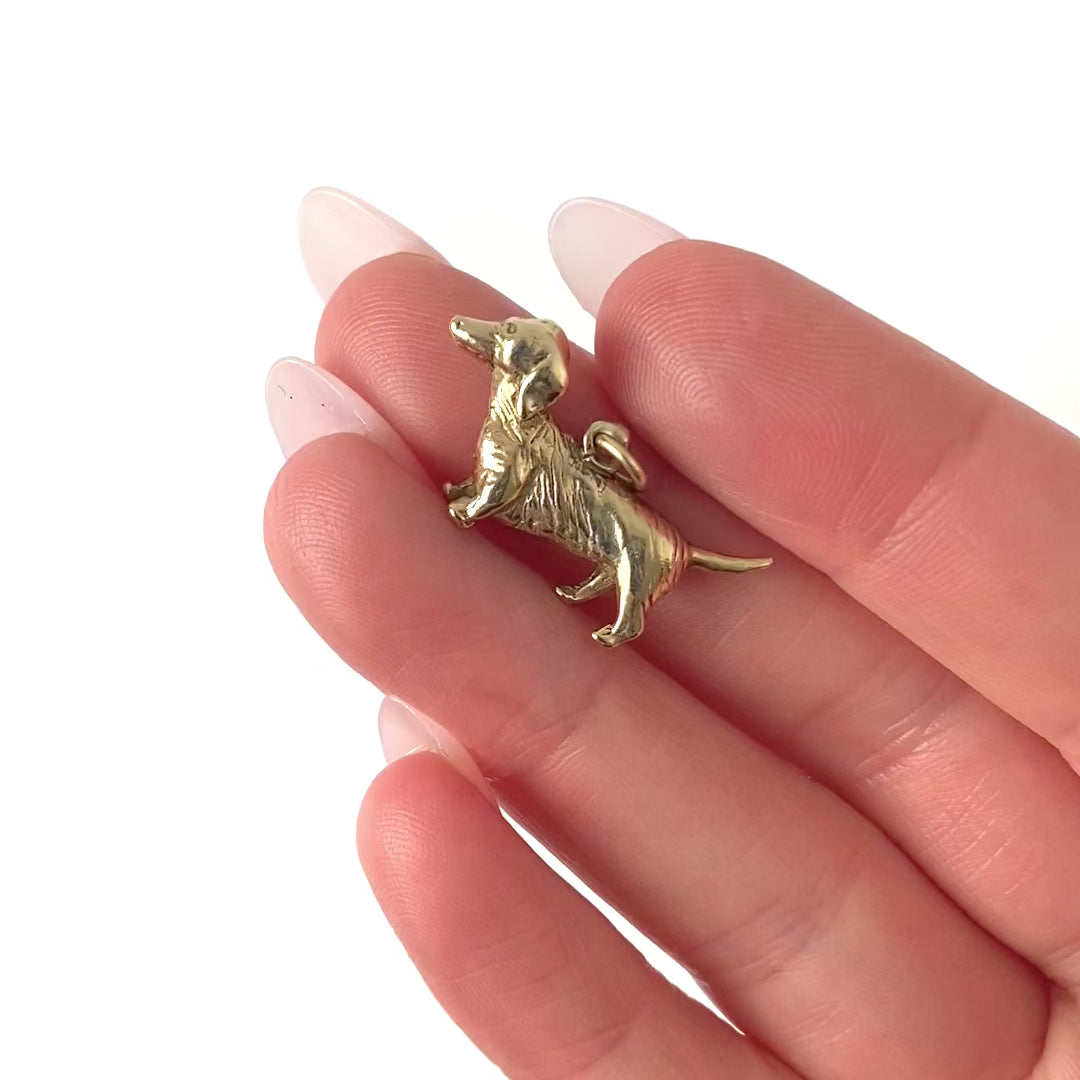 Vintage 1973 Heavy Dachshund 9ct Gold Charm Necklace, video