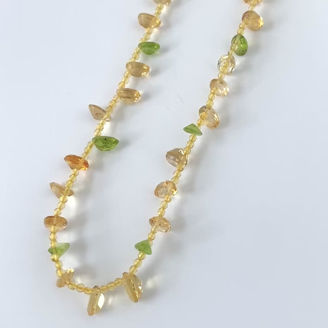 Beaded Citrine Peridot Necklace, video