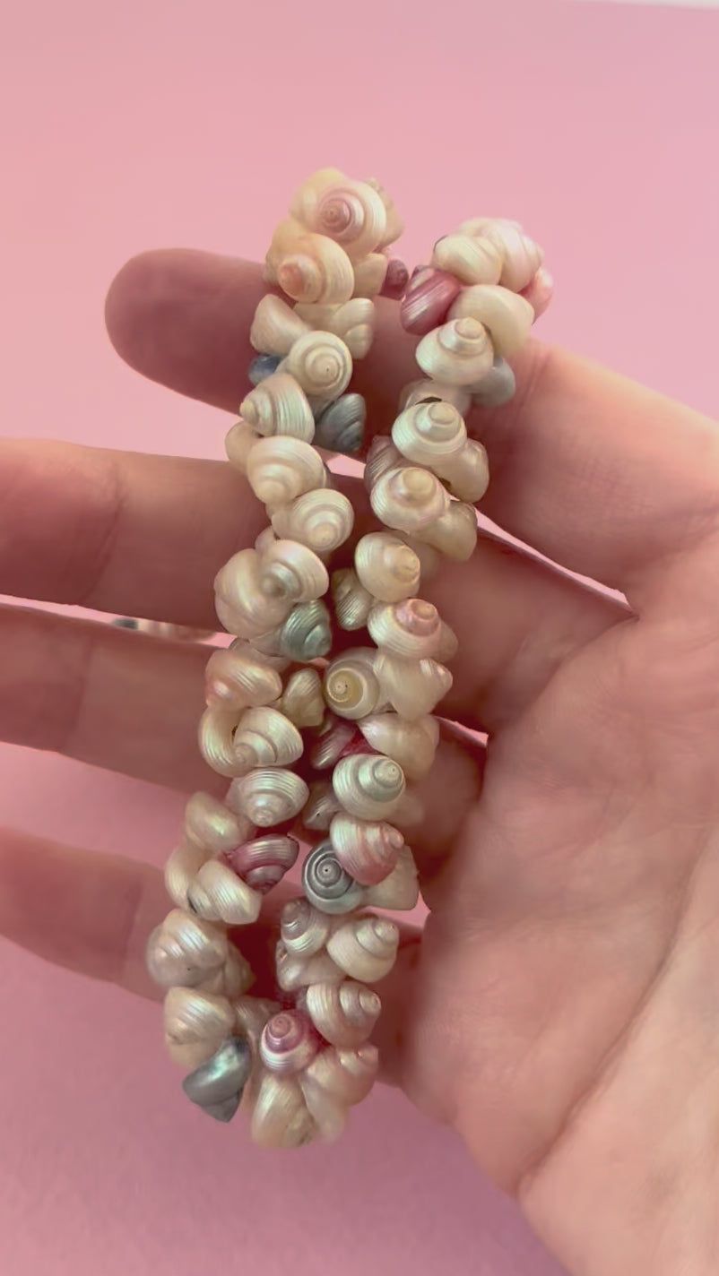 Victorian Pastel Dyed Shell Bead Antique Necklace, video