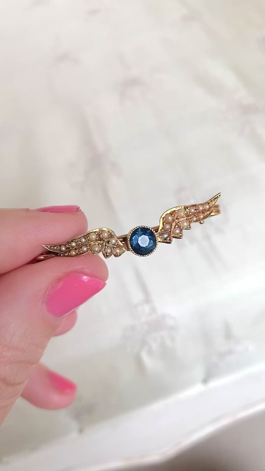 Broche édouardienne antique en or 15 carats et tourmaline