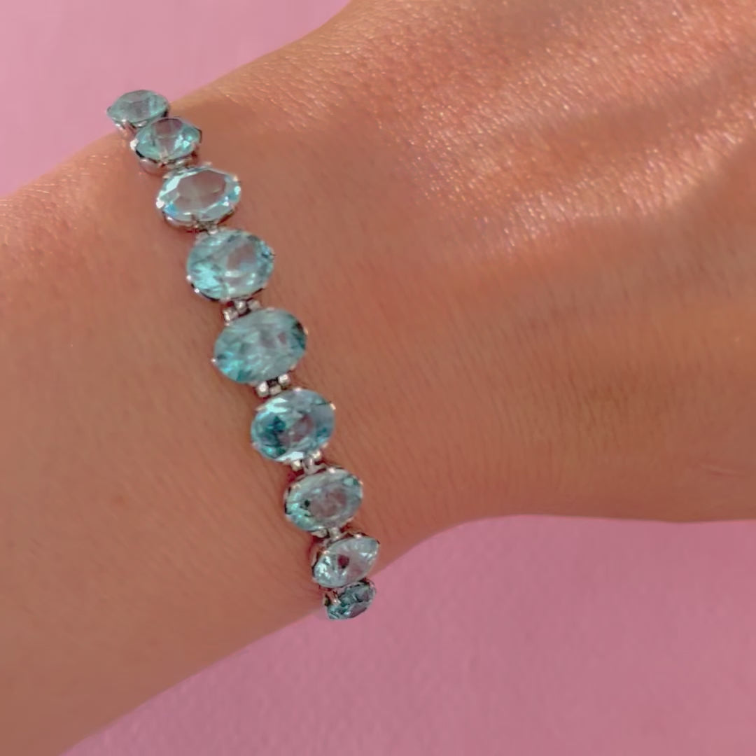 Vintage 1930s Zircon 9ct White Gold Bracelet, video