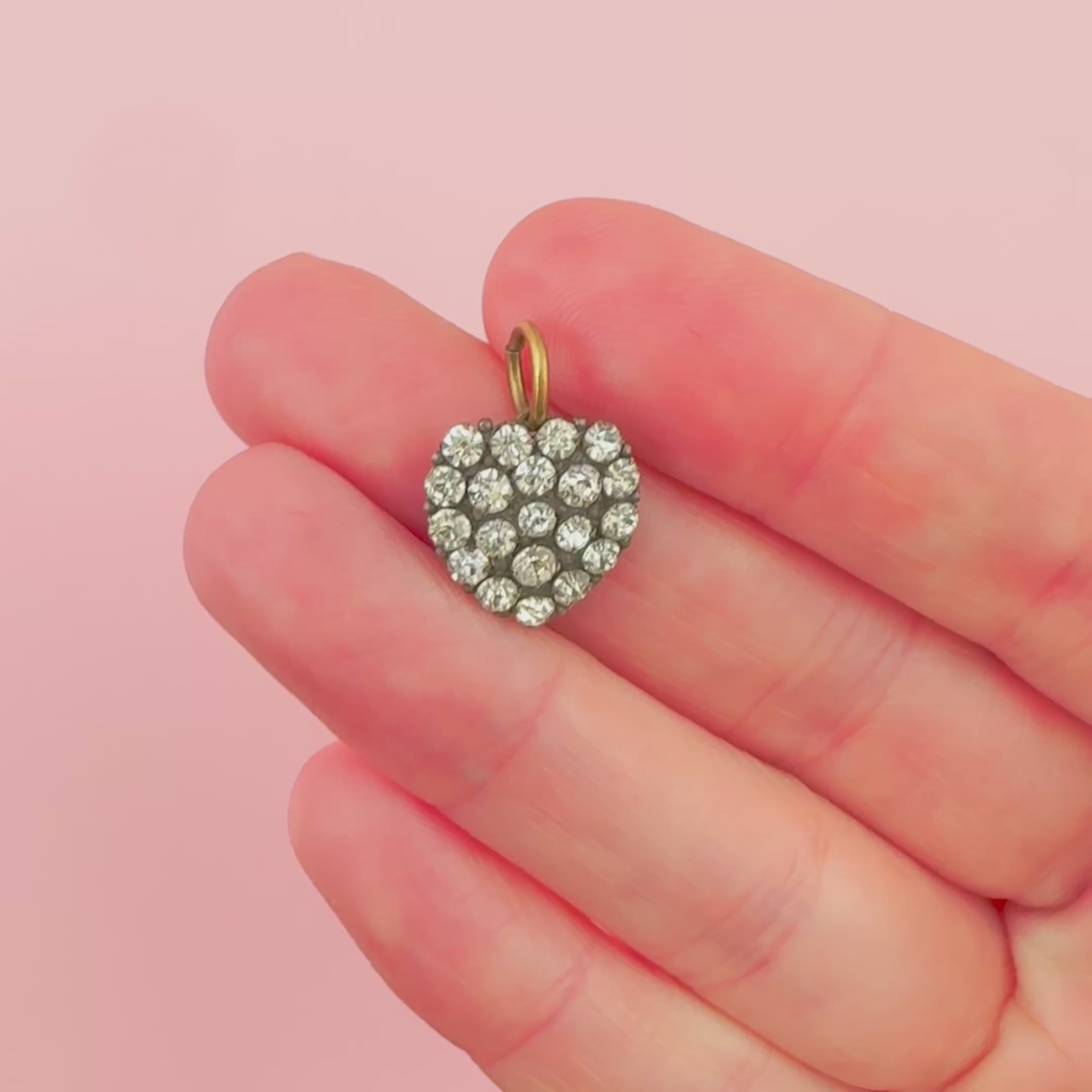 Antique Victorian 1880s Paste Heart Necklace, video