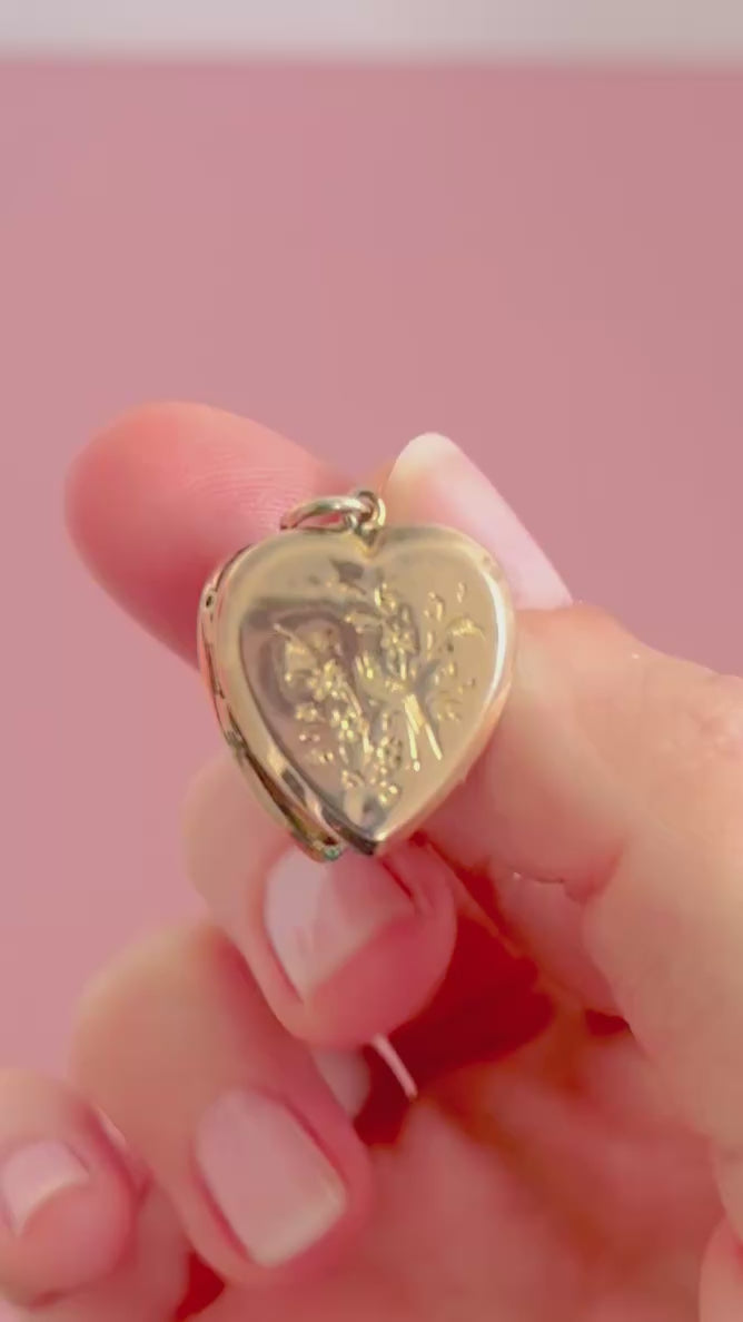 Antique Victorian Heart 9ct Rose Gold Locket Necklace