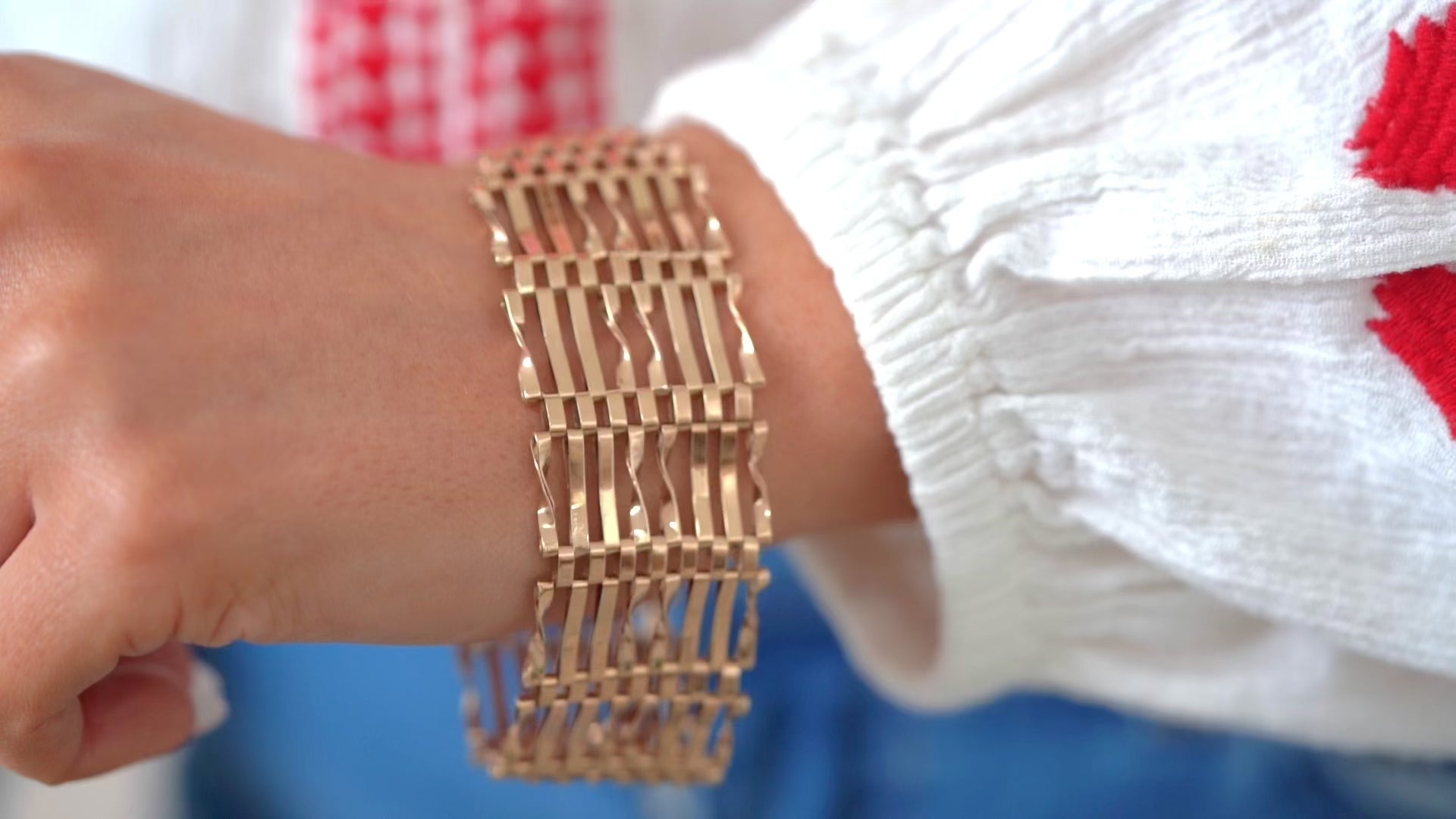 Pulsera esclava ancha de oro de 9 quilates, vintage de los 70, video