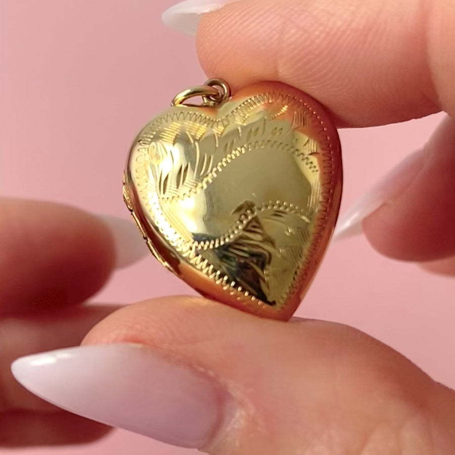 Antique Victorian 9ct Gold Heart Locket Necklace