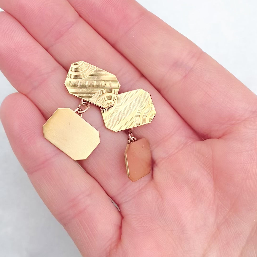 Vintage 1960s 9ct Yellow Gold Square Cufflinks, video