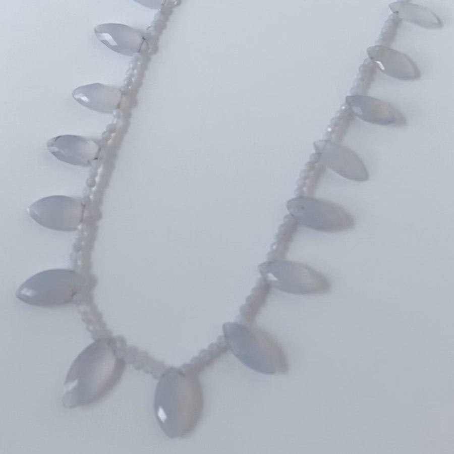 Chalcedony Blue Lace Agate Gemstone Necklace
