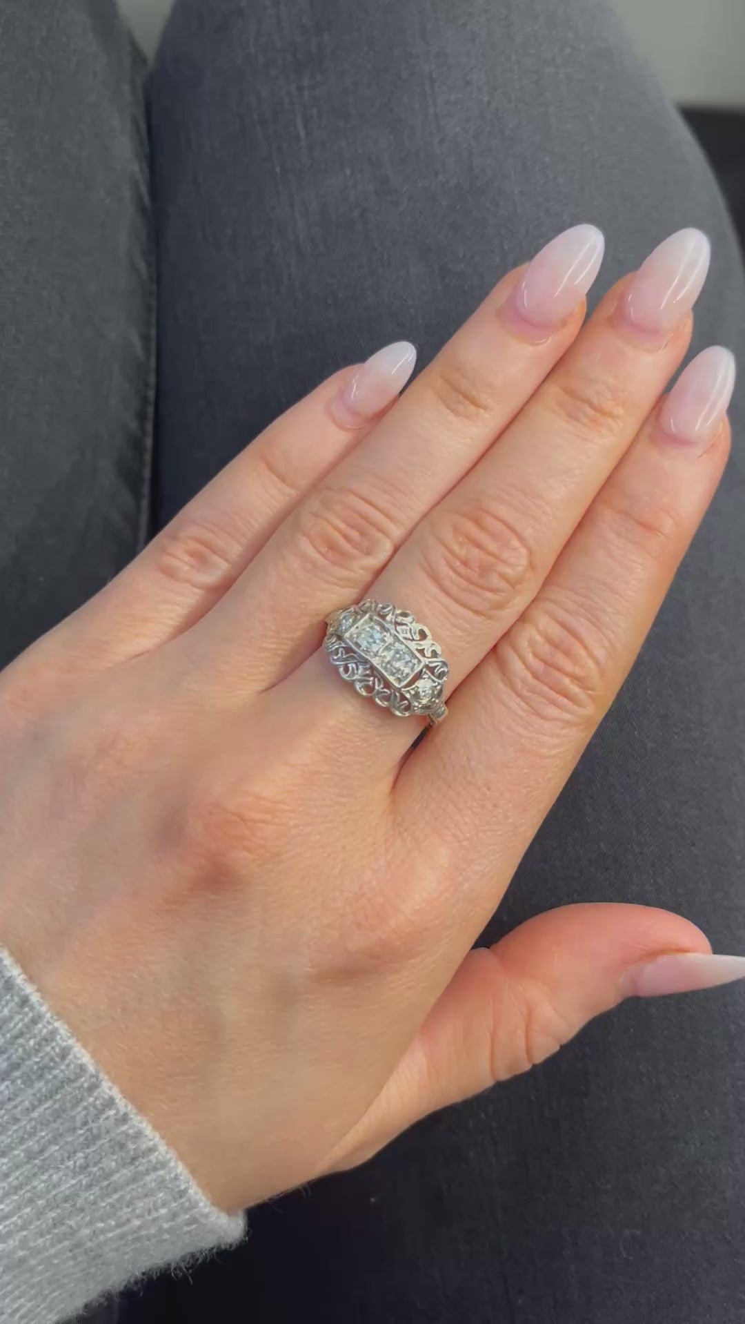 Victorian 0.70 Carat Old European and Old Mine Cut Diamond 14K Gold Antique Engagement Ring, video