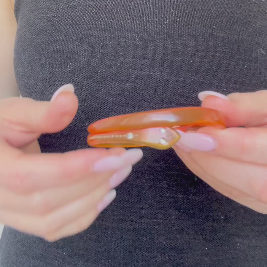 Vintage 1920s–30s Orange Celluloid Snake Bangle Bracelet
