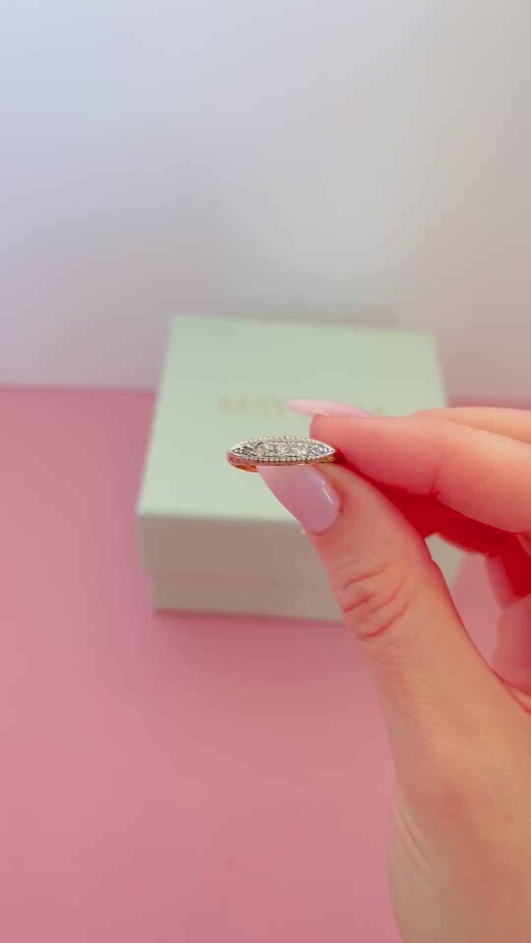 Edwardian Five-Stone Old Cut Diamond 18K Gold and Platinum Antique Engagement Ring, video