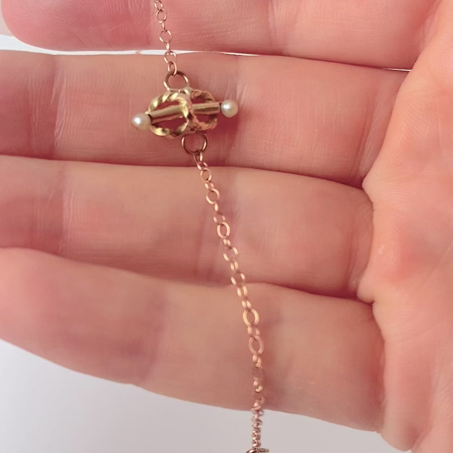 Bracelet victorien antique en or rose 9 carats avec perles à l'infini