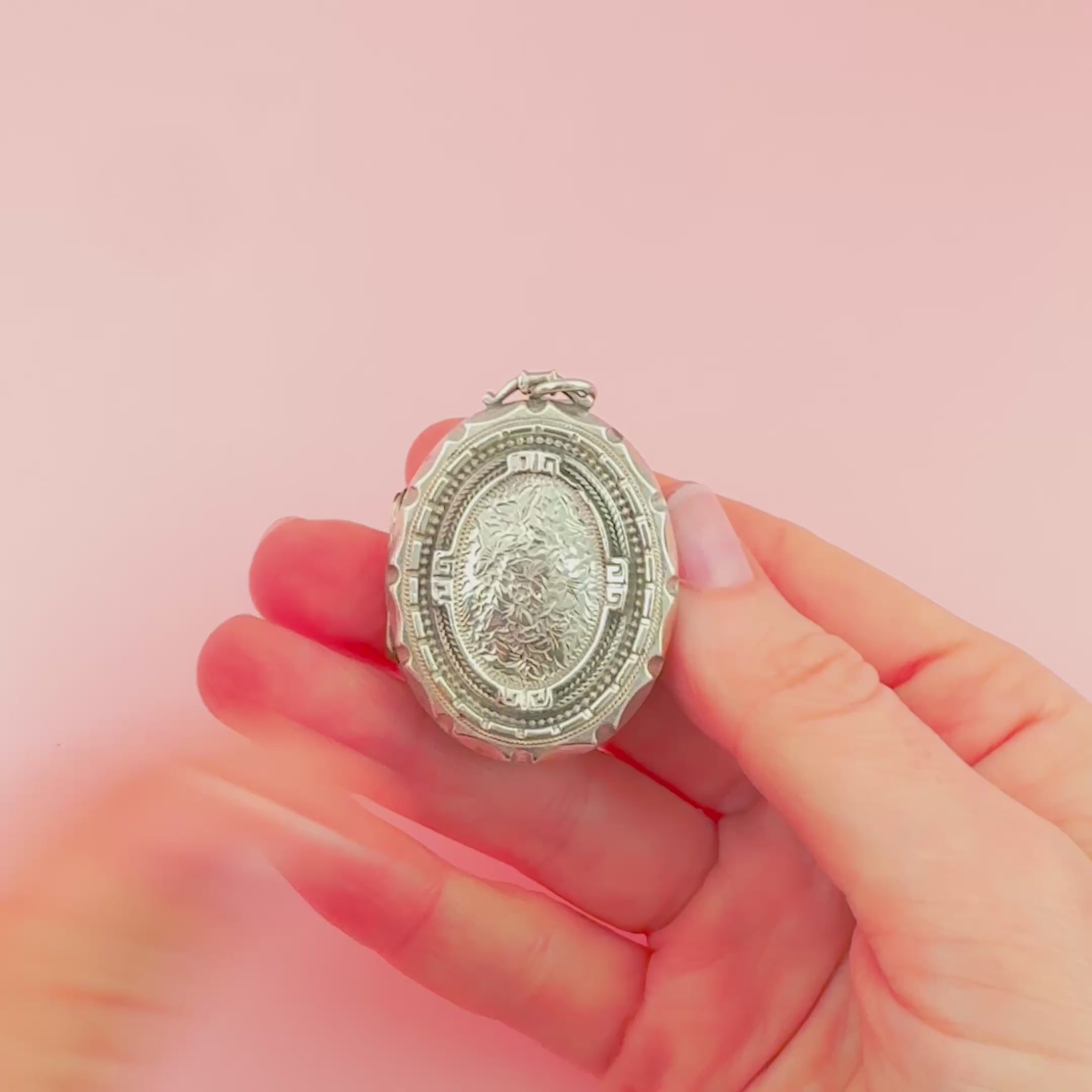 Antique Victorian Silver Locket Necklace, video