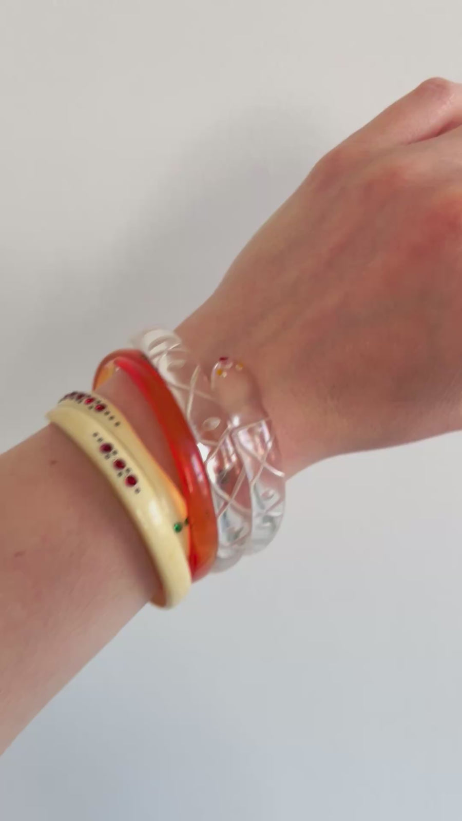 Vintage 1930s–1940s Clear Celluloid Snake Bangle Bracelet