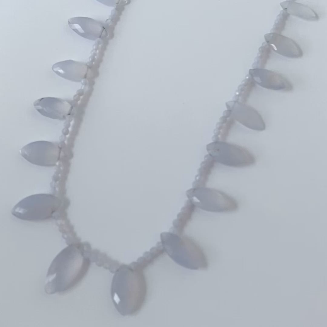 Beaded Blue Chalcedony Necklace, video