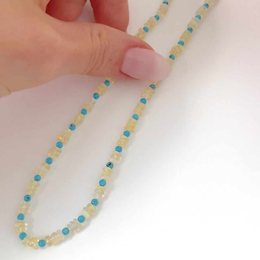 Collar de Piedras Preciosas de Ópalo y Turquesa Hecho a Mano, video
