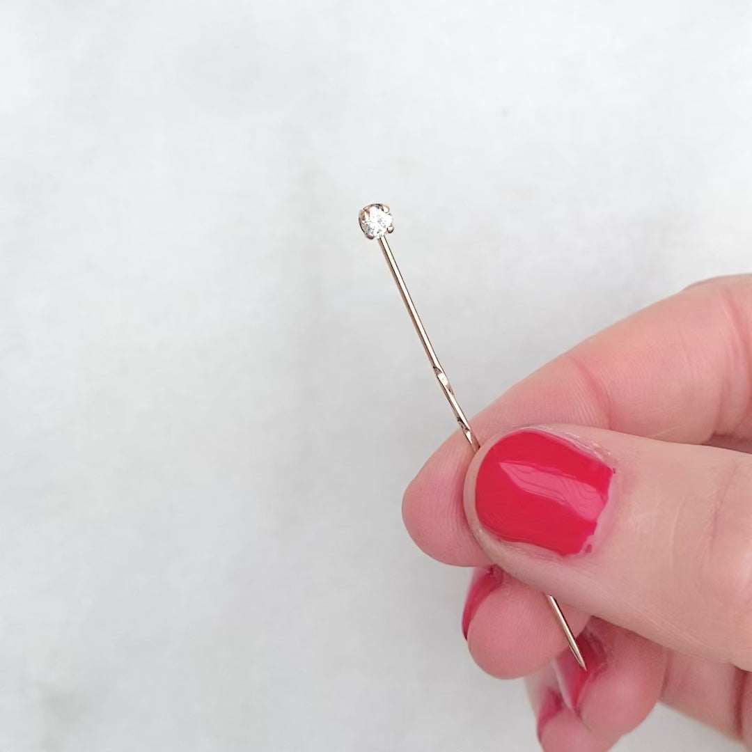 Vintage 1970s 9ct Gold 0.11ct Diamond Cravat Tie Stick Pin Brooch, video