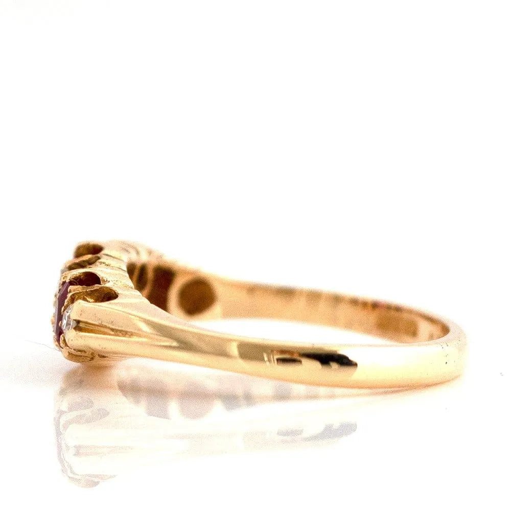 Reservado - Anillo Antiguo Eduardiano de Oro 18ct con Rubí y Diamantes de 1906, view 6