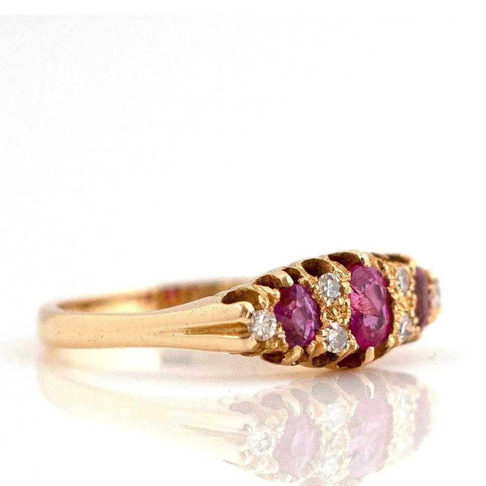 Reservado - Anillo Antiguo Eduardiano de Oro 18ct con Rubí y Diamantes de 1906, view 5