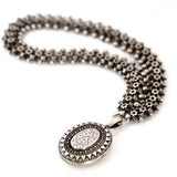 Reserved - Antique Victorian Silver Star Ivy Locket and Collar Necklace