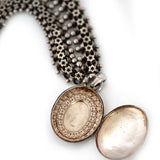 Reserved - Antique Victorian Silver Star Ivy Locket and Collar Necklace