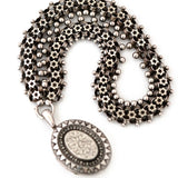 Reserved - Antique Victorian Silver Star Ivy Locket and Collar Necklace