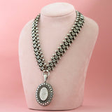 Reserved - Antique Victorian Silver Star Ivy Locket and Collar Necklace