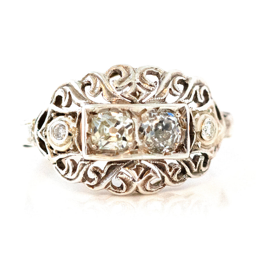 Bague victorienne antique en or 14 carats et diamants 0,70 ct