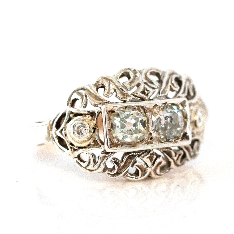 Bague victorienne antique en or 14 carats et diamants 0,70 ct