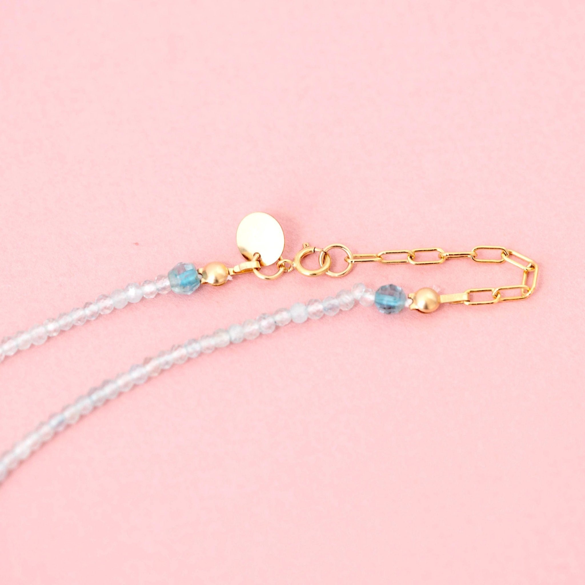 Rose Quartz Topaz Gemstone Necklace, view 6