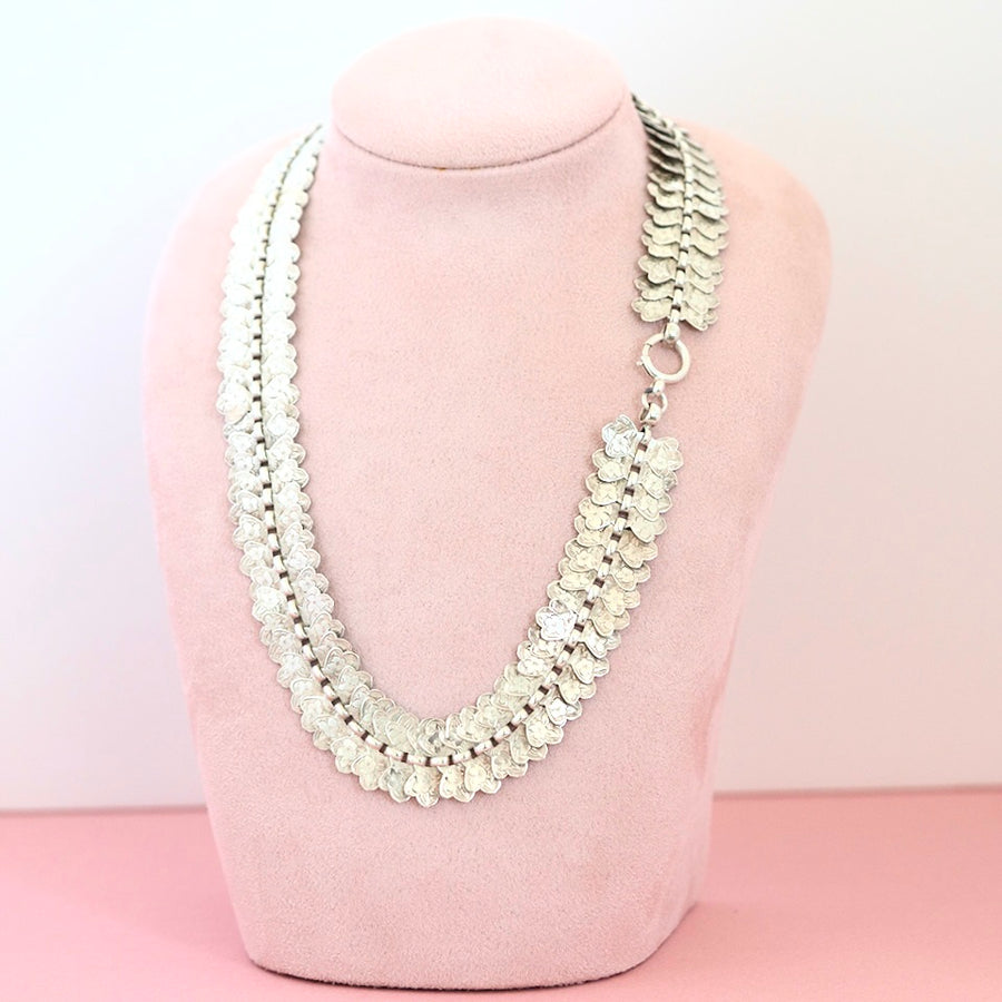 Antique c.1880s Victorian Silver Scalloped Collar Necklace