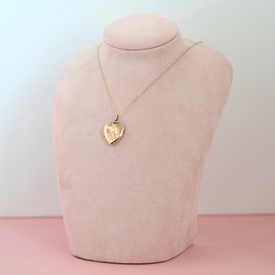 Antique Victorian Heart 9ct Rose Gold Locket Necklace