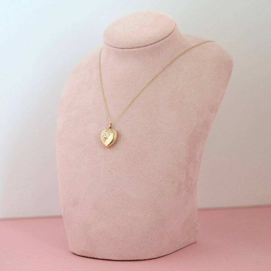 Antique Victorian 9ct Gold Heart Locket Necklace