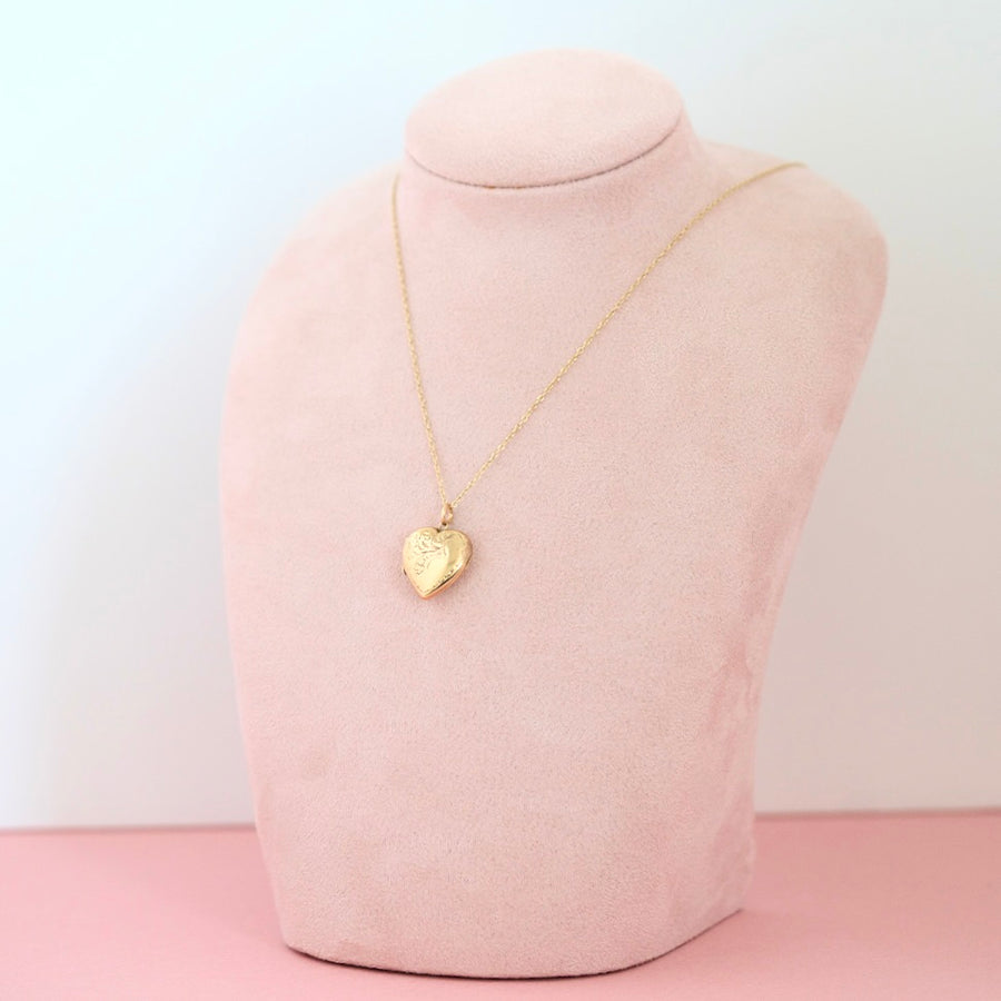 Antique Victorian 9ct Gold Heart Locket Necklace