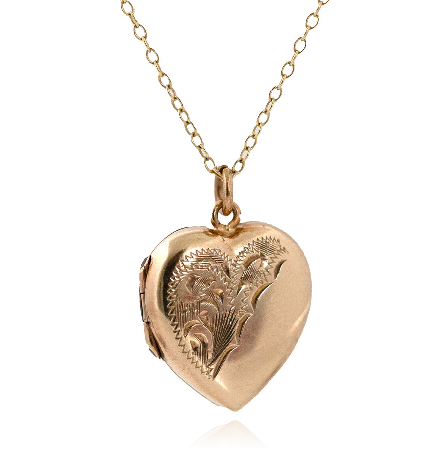 Antique Victorian 9ct Gold Heart Locket Necklace