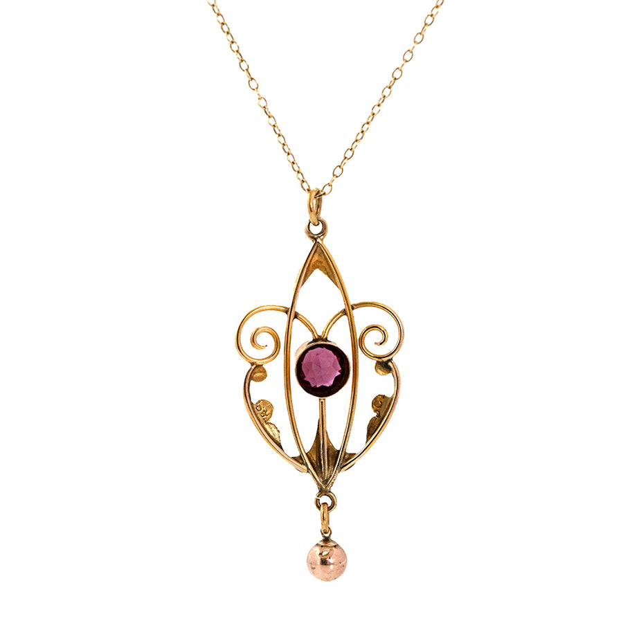 Antique c.1910 Garnet Lavalier Pendant in 9ct Gold