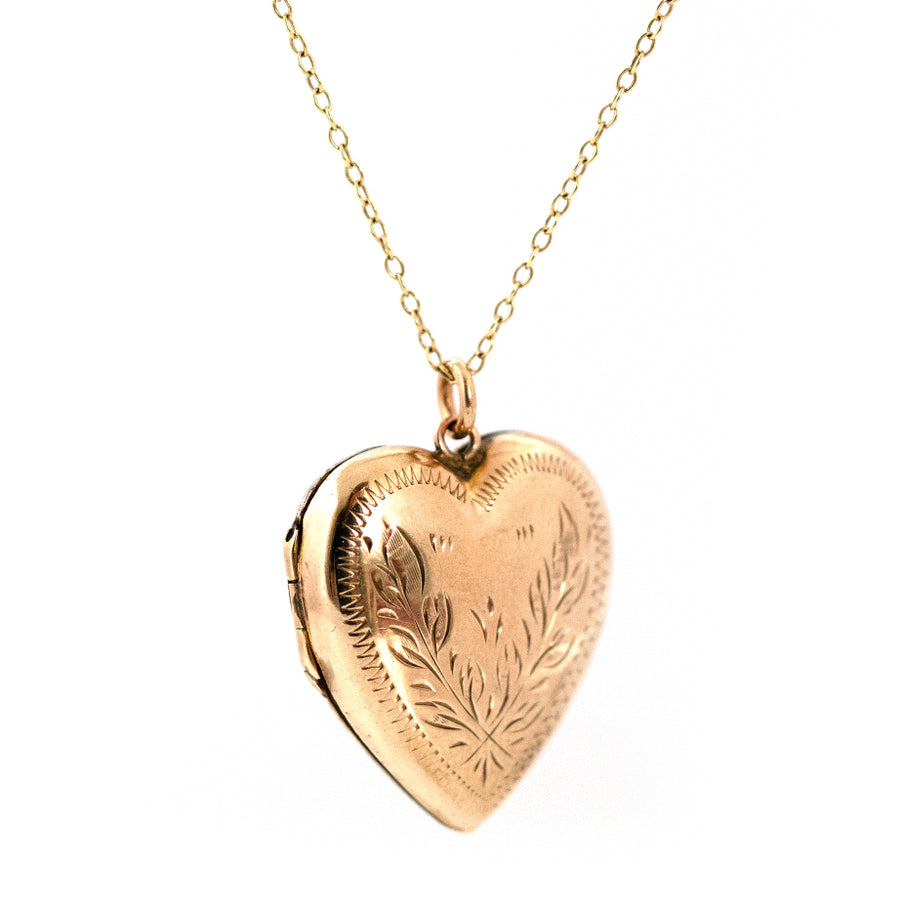 Antique Victorian 9ct Gold Heart Locket Necklace