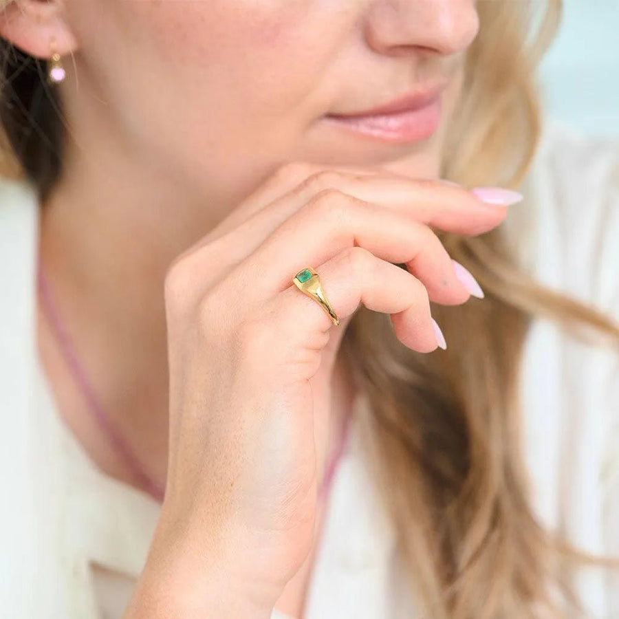Signet 18ct Emerald Pinky Ring