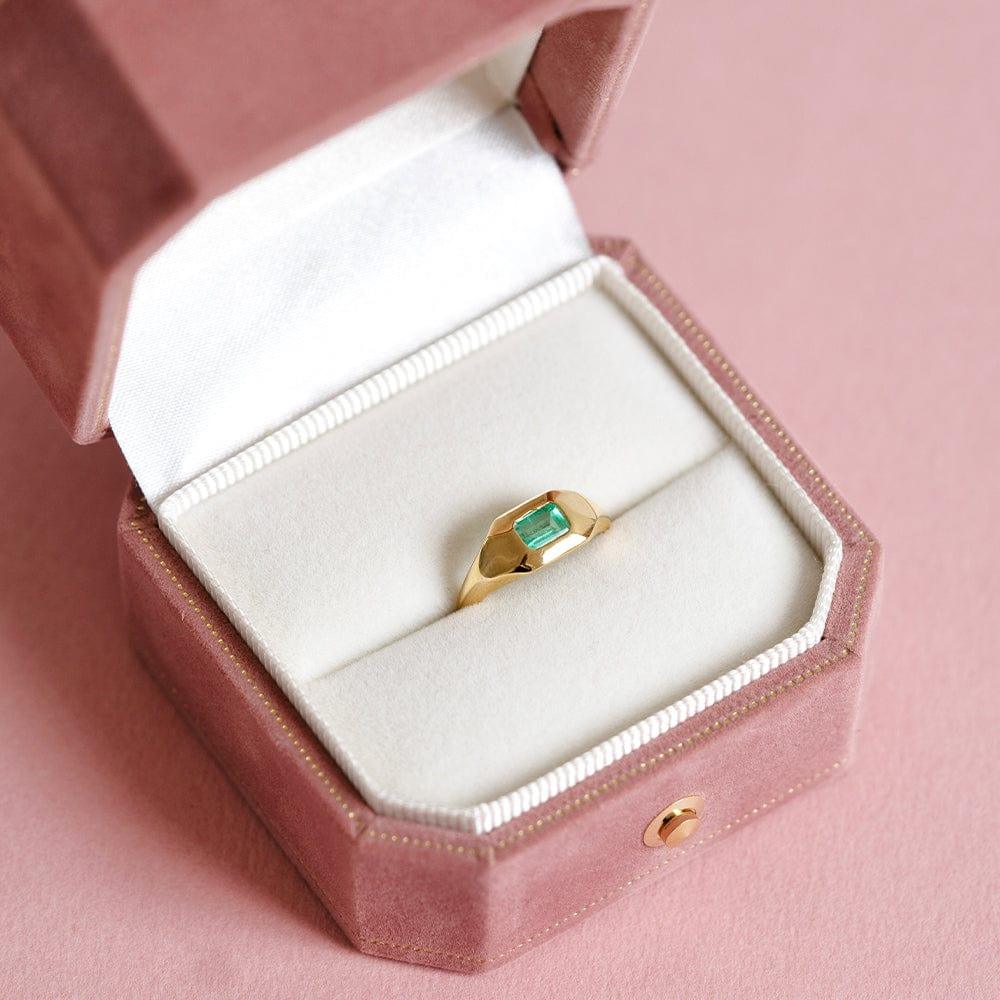Ada 0.40 Carat Emerald 18K Gold Signet Pinky Ring, view 3