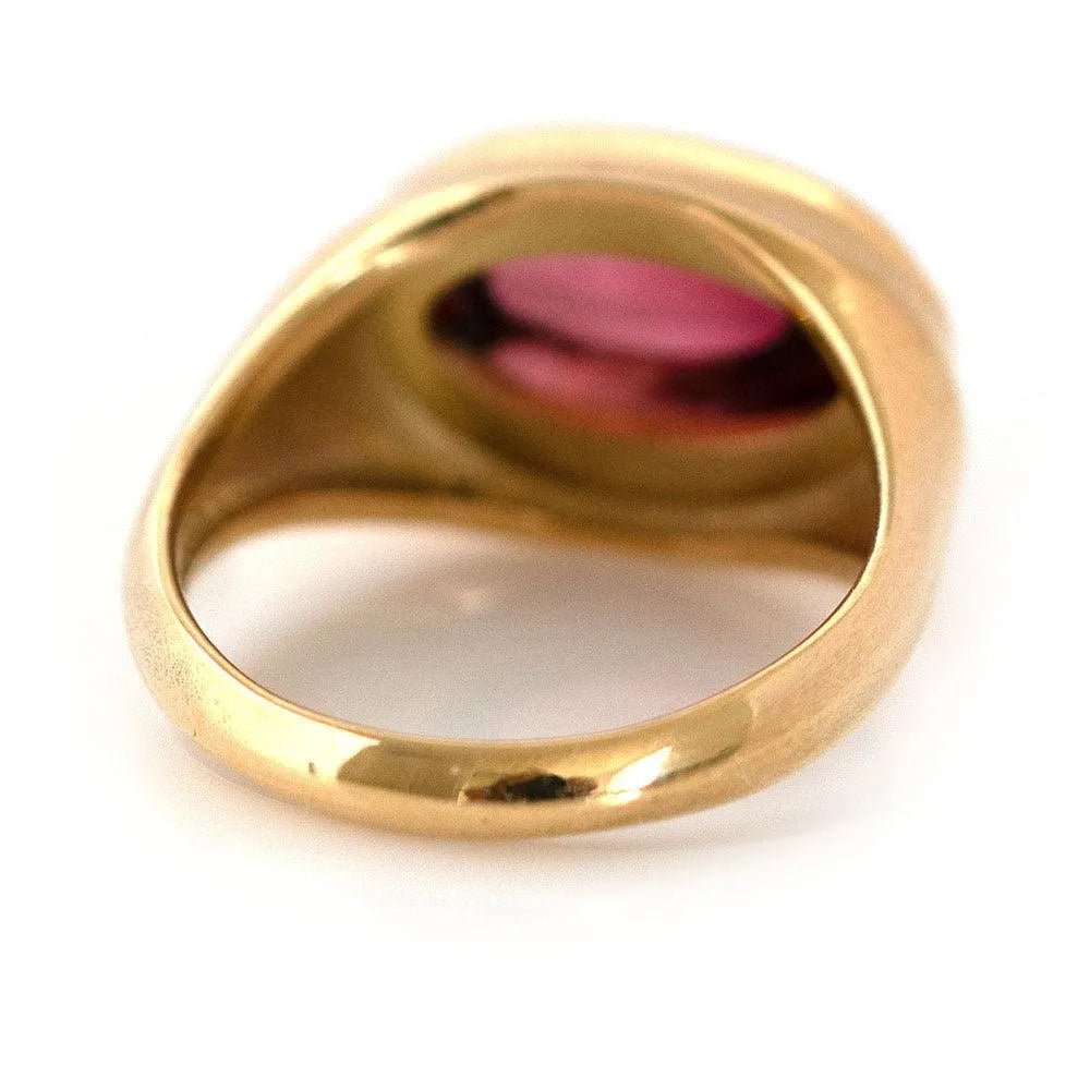 Ada 3.42 Carat Pink Tourmaline Cabochon 18K Gold Signet Ring, view 11